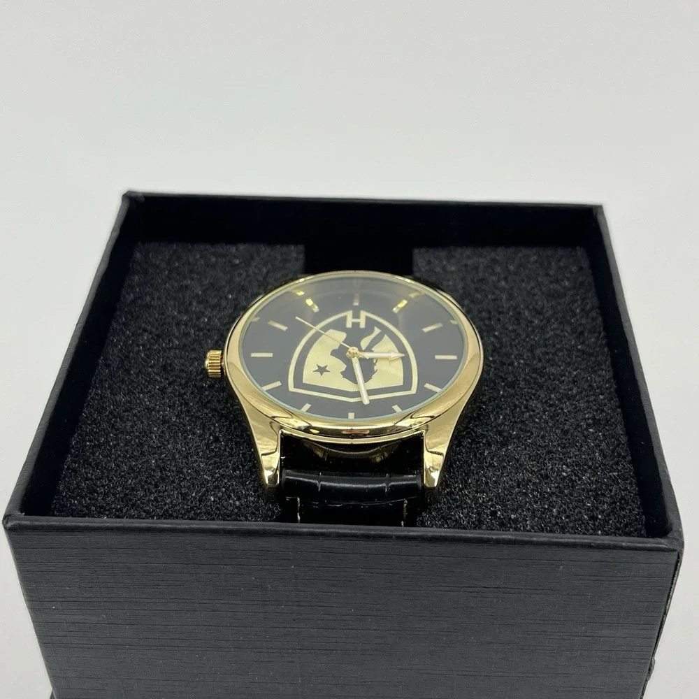 Game Time Hustler Watch Pioneer Black Series Shield Logo Gold Men's Size New